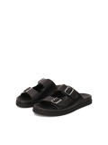 Black leather slides with two straps  JEFFERSON