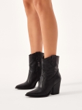 Black leather heeled cowboy boots GANGES