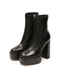 Leather black boots with platform and post heel AUBREY