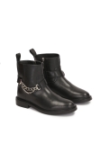 Flat zip-up boots decorated with chain CORALIE