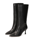 Black high top boots with embossed leather upper  KS SENCE