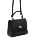 Black embossed leather bag LEAN