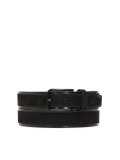 Casual black nubuck and grain leather belt  JEREMIUS