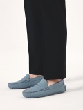 Blue men's leather moccasins TYODOR