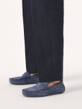 Blue suede moccasins on a studded rubber sole  TYODOR