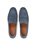 Blue suede moccasins on a studded rubber sole  TYODOR