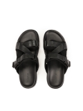 Mens' leather slides in black color  LUDVIC