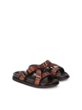 Brown leather slides LUDVIC