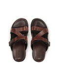 Brown leather slides LUDVIC