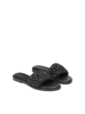 Black leather slides with crinkle strap JOVITE