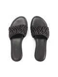 Black leather slides with crinkle strap JOVITE