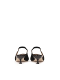 Black suede pumps with open heel and extended nose MALIKA