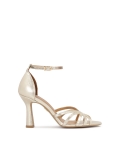 Gold sandals with a stable heel CRYSTAL