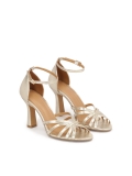 Gold sandals with a stable heel CRYSTAL