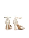 Gold sandals with a stable heel CRYSTAL