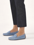 Blue denim fabric moccasins APRICOT