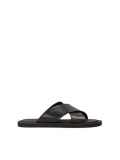 Minimalist black leather slides LINCIUS