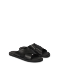 Minimalist black leather slides LINCIUS