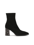 Stretch fabric boots with an embellished heel ERIKA
