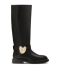 Black flat sole boots with jewelry embellishment SHAY