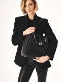 Black shoulder bag and metal hand grips ALEXANDRIA