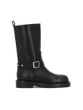 Black leather biker boots with decorative strap KS LEVEN