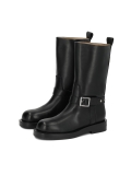 Black leather biker boots with decorative strap KS LEVEN