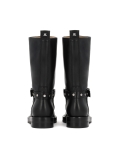 Black leather biker boots with decorative strap KS LEVEN