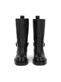 Black leather biker boots with decorative strap KS LEVEN
