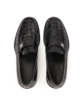 Black croc-embossed leather loafers KS BERNARD