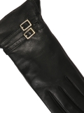 Elegant black gloves with two stripes MERI