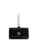 KAZAR monogrammed black leather key case ARABELLA