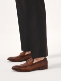 Leather loafers with cross strap OSVALDO
