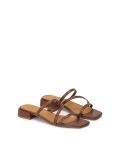Brown mules on a flat sole with thin straps TULIA
