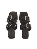 Leather slides with wide straps LIV