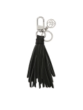 Elegant black leather keychain with a clutch and silver accents MADELINE