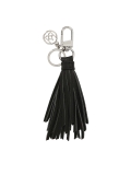 Elegant black leather keychain with a clutch and silver accents MADELINE