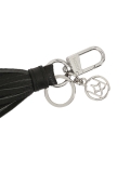 Elegant black leather keychain with a clutch and silver accents MADELINE