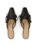 Black heeled mules with built in front and bow detail  KS LEONCE
