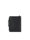 Black leather card case with detachable strap and zipper pocket KS CHARENTE
