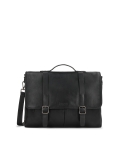 Black business style leather briefcase with laptop compartment FELICIANNO