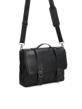 Black business style leather briefcase with laptop compartment FELICIANNO