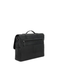 Black business style leather briefcase with laptop compartment FELICIANNO