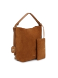 Suede handbag in light brown color with hand grip JERRIAR