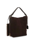 Brown natural suede handbag with minimalist design JERRIAR