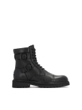 Black leather men's boots with buckles and lace-up upper ILLTES