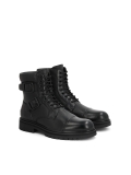 Black leather men's boots with buckles and lace-up upper ILLTES