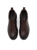 Leather brown sneakers with high upper  TRUXTON