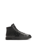 Black natural leather ankle sneakers with embossed logo AUGUSTINNO