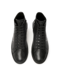 Black natural leather ankle sneakers with embossed logo AUGUSTINNO